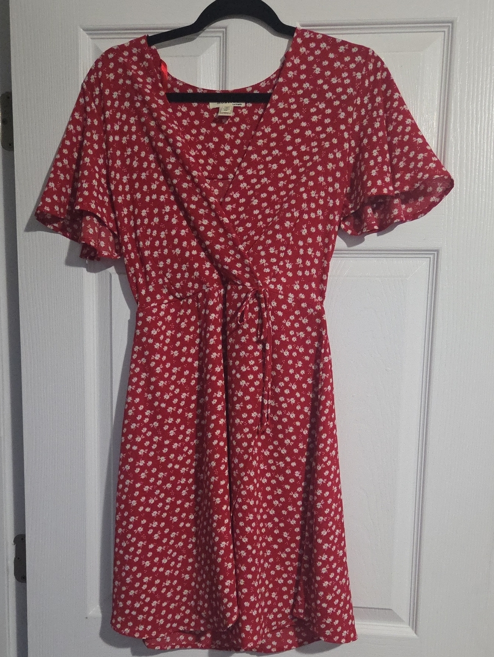 Monteau Red Floral Tie-Front Mini Dress